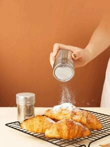 2pcs Stainless Steel Flour Sifter Shaker, Fine Mesh Powder Sugar Dispenser, Spice Container For Baking, Cocoa, Cinnamon, Salt, Pepper, Kitchen Gadget For Home, Bakery, Coffee Shop - Multicolor - View 5