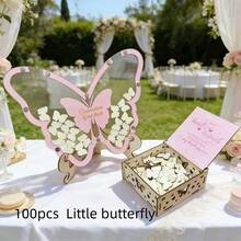 Elegant Butterfly Theme Guest Book Alternative Set - Suitable For Weddings, Graduations, Etc. - Wooden Butterflies, Stand, And Decorative Box - Princess Party And Holiday Decor - View 12