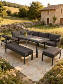 1pc Solid Color Elastic Sofa Seat Cushion Cover, Modern Minimalist Polyester High Elasticity Dust-Proof Sofa Slipcover, Suitable For All Seasons, Summer Casual Garden Patio Rattan Sofa Seat Pad Protector - Dark Grey - View 7