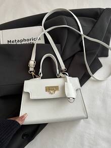 Solid Color, Student, Street, College, Minimalist Fashion Handbag - White - View 5