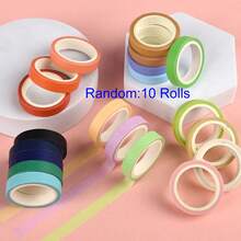 10 Rolos de Fita Washi de Cores Aleatórias, Fita Adesiva Decorativa para Scrapbooking, Artesanato DIY, Embrulho de Presentes, Codificação de Cores e Agendamento - multicolorido - Visão 6