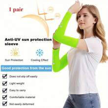 Breathable, Sun-Protective, Cooling Arm Sleeves With UV Protection - Featuring Reflective Stripes, Unisex, Ideal For Outdoor Sports, Cycling, Hiking, And Running - Green - View 4