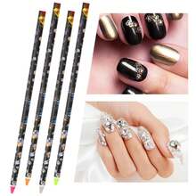 4Pcs/Set Nail Dotting Pens Wax Pencil For Rhinestones, Self-Adhesive Nail Art Pickup Tool With Colorful Tips, Perfect For Nail Gems Beads And Decorations Application, Easy To Use Manicure Tool For Beginners Salon & Home DIY Nail Art - Multicolor - View 2