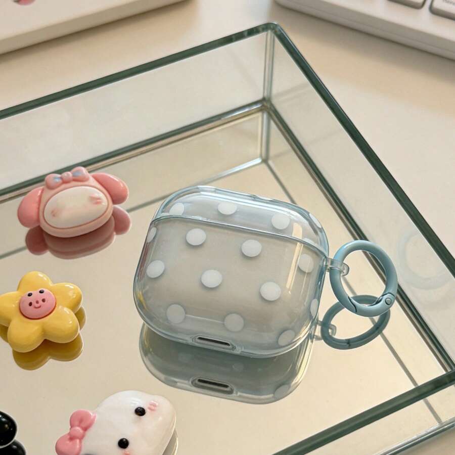 Semi-Transparent Blue Polka Dot + Hoop Pro 3/2, 4/3/2 Case, Minimalist Earphone Case For Women And Men