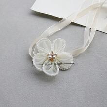 1件韓式米色花卉珍珠緞帶裝飾花，新娘伴娘手腕花飾，適用於婚禮派對宴會、舞蹈表演手腕花 - 手花 - 查看 2