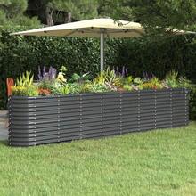 vidaXL Raised Garden Bed, Weatherproof Raised Garden Bed For Garden, Balcony, Terrace, DIY Herb Raised Garden Bed, Metal Planter Box, Galvanized Steel Anthracite - Charcoal Gray - View 9