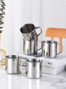 1-10pcs Durable Stainless Steel Coffee Cups, Suitable For Camping And Kitchen - Small Metal Cups For Tea And Coffee - Kitchen Accessories - Silver - View 6