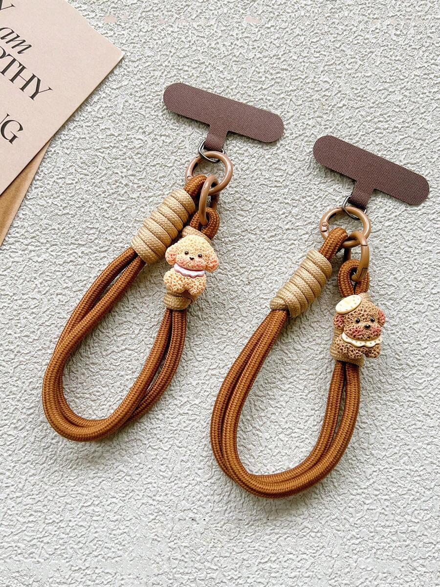 1pc Cute Dog Themed Woven Phone Lanyard, Bracelet, Keychain, Anti-Lost Accessory For Women - Multicolor - View 1