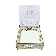 Elegant Butterfly Theme Guest Book Alternative Set - Suitable For Weddings, Graduations, Etc. - Wooden Butterflies, Stand, And Decorative Box - Princess Party And Holiday Decor - View 5