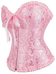 Áo corset croptop hở lưng họa tiết hoa cỡ lớn, áo định hình eo cho nữ màu hồng mùa hè. - Hồng - Xem 3