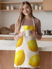 1pc, Lemon Pattern Polyester Apron, Suitable For Cooking, Baking, And Gardening - Can Be Used As Attire For The Kitchen And Dining - Multicolor - View 5
