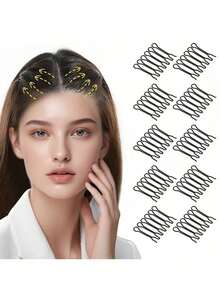 10 Stück unsichtbarer Styling Kamm Set, Mini Pony Clip Halter Styling Werkzeuge, U-förmige Haarklammern, Haarzubehör, gegabelte Haarenden Styling Clips, Nacken unsichtbare Pony Fixier Kämme, Haarstyling Werkzeug Set, Haarstyling Werkzeug Kombination, Haarstyling Werkzeug Kit - Mehrfarbig - Übersicht 10