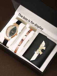 Bộ 3 món: Đồng hồ, vòng tay và ví thời trang & thanh lịch dành cho nữ, món quà sang trọng cho Ngày của Mẹ, Lễ Tạ ơn, Ngày Valentine, Giáng sinh, Sinh nhật, Kỷ niệm. - Nhiều màu - Xem 11