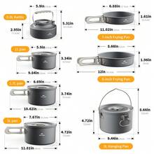 Naturehike 户外炊具套装，野营炊具，便携式水壶，煎锅，锅，铝合金，材质，嵌套设计 - 彩色 - 查看 8