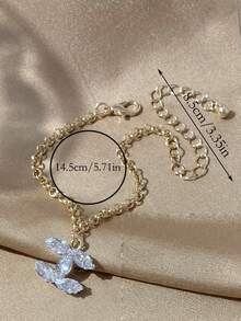 1pc Fashionable & Elegant Stainless Steel Chain With Rhinestone Pendant Bracelet, Suitable For Women's Daily Wear (LADYCOCO New Product) - Multicolor - View 3