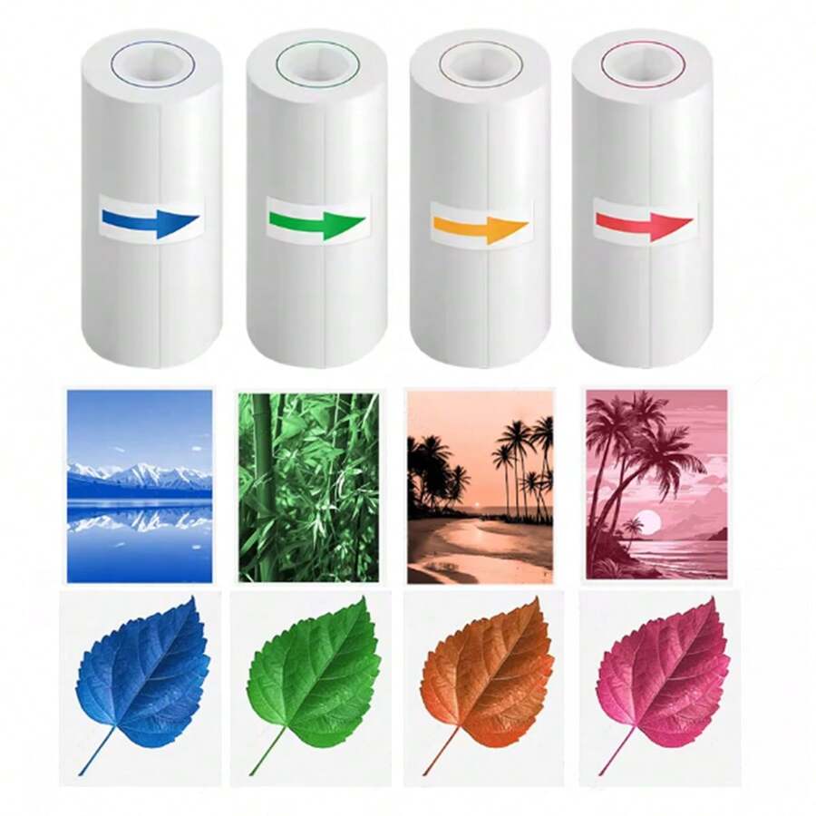 Rolă de hârtie foto termică color, hârtie foto antiaderentă, hârtie termică color de 57 mm, compatibilă cu majoritatea imprimantelor foto portabile cu imprimare instantanee
