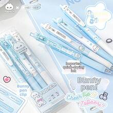 4 Pcs Cute Rabbit Gel Pens Set Kawaii Aesthetic 0.5mm Fine Tip Smooth Writing Quick Dry Black Ink Press Type CS Dual Ball Tip Journaling Pens Back To School Supplies Study Note Taking Drawing Office School Essentials Gift Set With Clear Case - Sets - View 3