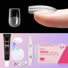 Beetles Tipex Lite Pre-Built Apex Nail Tips Kit, Stiletto Medium, With Tipex Nail Glue,  All-In-One Gel Nail Kit - Squoval Extra Short 224pcs (Tipex Nail Kit) - View 9
