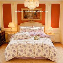 4pcs Floral Printed Bedding Set (1 Duvet Cover + 2 Pillowcases + 1 Bed Sheet, Without Pillow And Quilt), Soft & Breathable, Simple & Elegant, Machine Washable, All Seasons - Lavender - View 3