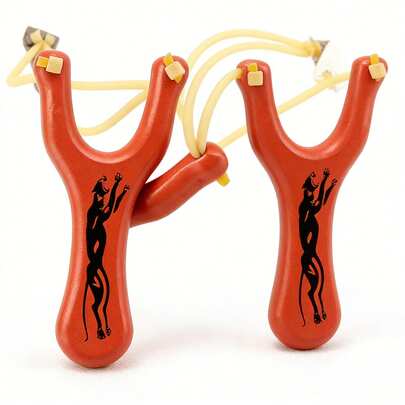 مقلاع مطاطي مسطح من الخشب الصلب - جسم بطبعة نمر ثلاثي الخشب، قبضة عالية الدقة للتدريب والرماية في الهواء الطلق