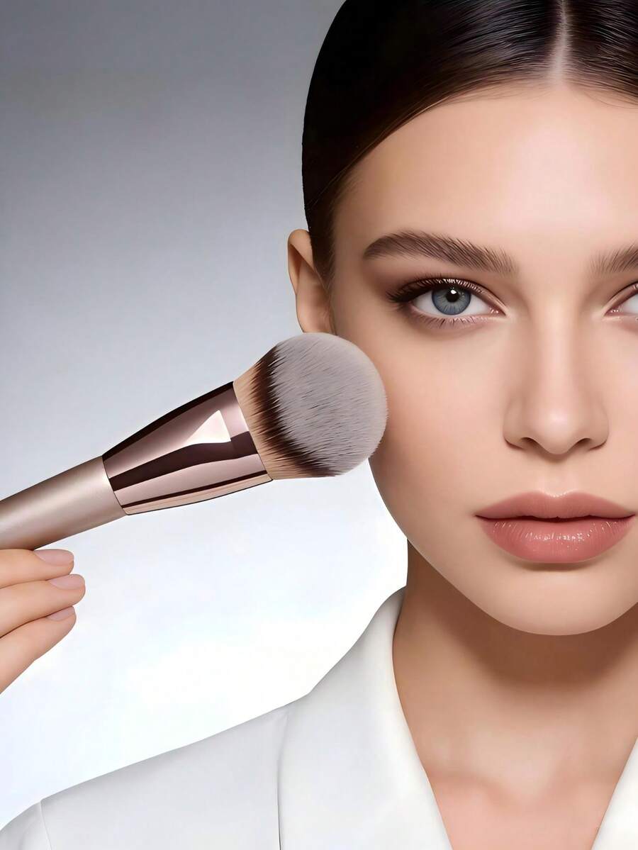 一套多功能化妆刷，包含斜角轮廓刷和平头粉底刷，适用于BB霜、粉底液，可实现无缝晕染、阴影和轮廓修饰，可用作粉底刷、遮瑕刷、腮红刷、修容刷、高光刷和散粉刷。 - 彩色 - 查看 1