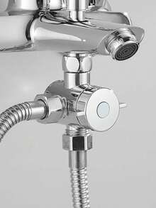 1 van chia nước 3 chiều cho vòi sen, đầu nối chữ T bằng đồng thau mạ, van điều khiển lưu lượng nước đa năng G1/2" cho vòi sen cầm tay. - Bộ chuyển hướng vòi nước màu bạc - Xem 2