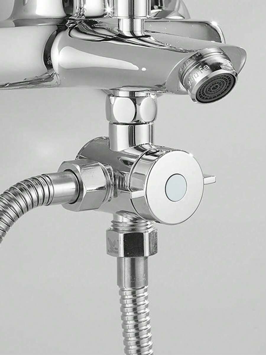 1 van chia nước 3 chiều cho vòi sen, đầu nối chữ T bằng đồng thau mạ, van điều khiển lưu lượng nước đa năng G1/2" cho vòi sen cầm tay.