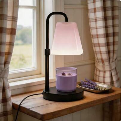 Hausdemo Modern Frosted Lampshade Candle Warmer Lamp With Height Adjustable Design, Dimmable Brightness & Auto Timer Function, Flameless Electric Wax Melter Lamp Including GU10 Bulb, Elegant Home Decor For Bedroom Nightstand Vanity Living Room Side Table, Ideal Gift For Mother's Day Valentine's Day Housewarming Wedding Anniversary
