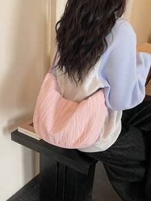 Tas Bahu Wanita Gaya Korea, Lembut, Orisinal, Desain Unik, Kapasitas Besar Baru, Serbaguna, untuk Penggunaan Sehari-hari. - Berwarna merah muda - View 4