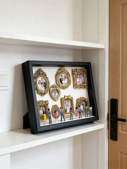 1 Set 3D Black Museum Silhouette 3D Photo Frame Set, Including Gold Resin Mini Frame Set, Celebrate Precious Memories In A Unique Way, Personalized And Distinctive Commemorative Photo Frame Accessories