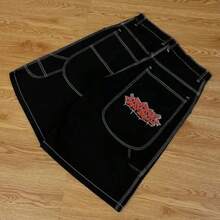 2026 Summer Short Pants High Waist Jeans Hole Shorts Women Stretch Distressed Washed Diamonds Streetwear Straight Denims - Black - View 1