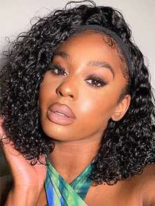 Headband Wig Human Hair Glueless Kinky Curly Wig Kinky Curly Headband Wig Human Hair None Lace Front 200% Density Brazilian Virgin Human Hair Headband Wigs For Women Natural Color Ice Silk Headband Wig For Summer Headband Wigs Human Hair - Natural Black - 查看 4