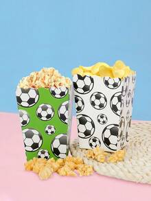 10/20/40pcs Football Themed Popcorn Boxes, 2 Colors White And Green, 7.3cm X 5.6cm X 10.7cm Paper Snack Boxes, Suitable For Sports Themed Parties, Birthdays, Game Days, Tailgate Parties, Movie Nights Candy Snack Containers, Suitable For Men And Women - Multicolor - View 3