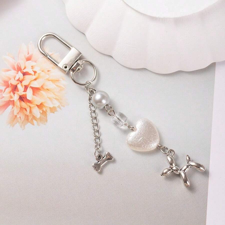 1 chiếc mặt dây chuyền hình chó bong bóng và xương trái tim kiểu , thiết kế độc đáo, phụ kiện dễ thương, quà tặng ngọt ngào cho bạn thân của bé gái, quà tặng trang trí túi xách cho mẹ, bố, quà tốt nghiệp và quà cho giáo viên. - Nhiều màu - Xem 1