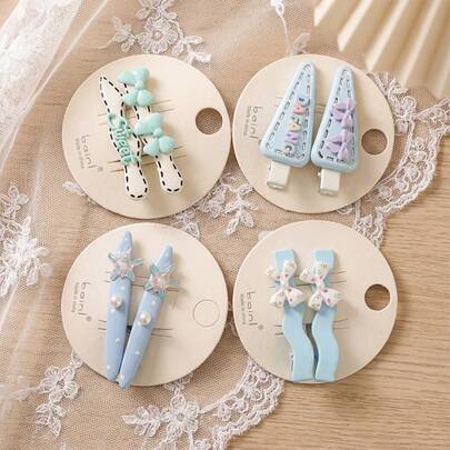 DIYPLUS Kẹp tóc hình ngôi sao nơ xinh xắn, thanh lịch dành cho nữ, phụ kiện tóc thời trang dễ thương với chữ cái trang trí, thích hợp sử dụng hàng ngày, kèm thẻ.