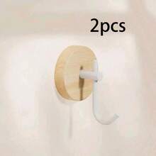 2/3pcs Walnut Wood Wall Hooks, Self-Adhesive, No Drilling Required, Fashionable Style, Easy Installation, Suitable For Clothes, Keys, Towels, Ideal For Kitchen, Bathroom, Door Decor, Wall Decor, Rustic Style Decoration And Home Decor - Multicolor - View 12