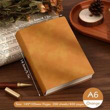 A6 Leather Notebook - 400 Pages Soft Cover Journal, Suitable For Writing, Traveling And Daily Recording, Size 145x105mm, Colors: Green, Orange, Red, Black, Brown School Supplies - A6 blank - View 13