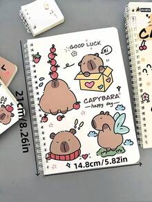 1/海豚螺旋笔记本，软封面，可爱海豚图案设计，动物主题风格，每本有50页内页，是学生和办公室礼物、日记本、学习用品、学校文具的理想选择（休闲风格） - 多色 - 查看 6