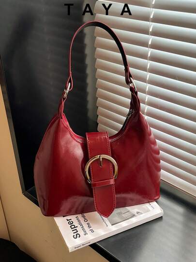 Women's Minimalist Crescent Shoulder Bag, Fashion Versatile With Buckle Decor Handbag. Suitable For Travel, Shopping, Dating, Women's Gift, Very Suitable For Commuting, Outdoor, Travel, Hiking