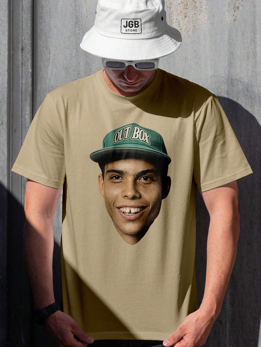 Ronaldo's 90s Career Phenomenon T-Shirt, 100% Cotton, Unisex, Men's, Women's, Plus Size, Autumn/Winter Blouse, World Cup - 米色 - 查看 1