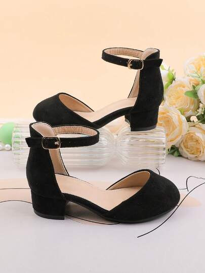 Flower Girl Shoes For Wedding, Party, Holiday, Suitable For Toddler, Little And Big Girls, Classic Comfortable Versatile Black Formal Dress Shoes, Chunky Heels, Ballet Shoes, Mary Janes, Closed Toe, Strappy Sandals, Suitable For Summer