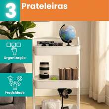KONTUZ Multipurpose Organizer Cart With Wheels, 3 Spacious Shelves, Easy To Move, Compact, Ideal For Bathroom, Kitchen, Laundry Room Or Office, Sturdy, Versatile And With A Modern Design – Practicality And Organization. - 白色 - 查看 7