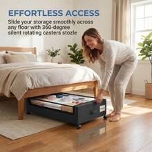STOZLE Under The Bed Storage Containers, XXL 15.85 Gallon Rolling Metal Drawer, Height Under Bed Shoe Storage, Large Rolling Under Bed Clothes Storage Drawers With Lid For Room - 查看 6