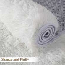Runner Rug for Bedroom Living Room 2x6 Feet Shag Fluffy Area Rugs Soft Plush Carpet Thick Long Fur Rug for Hallway Beside Nursery Room Home Decor Mats White - 2 x 6 pies - Ver 6