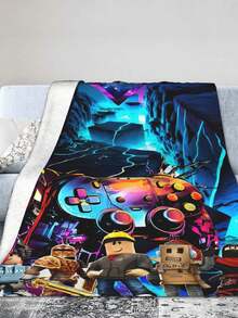 R Robloxs Game Throw Blanket Warm Blankets Breathable Air Conditioner Blanket For Car Classic Outdoor Blankets For Picnic For All Season - màu đen - Xem 3