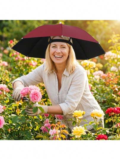Outdoor Sun Protection Umbrella Hat Design, Rain Hat Umbrella, Multi-Scene Use - Fishing, Gardening, Camping, Hiking, Photography, Outdoor Work, Lightweight & Foldable For Easy Storage