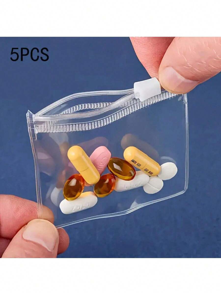 Multi-Purpose Zipper Storage Pouches - Reusable For Jewelry, Pills, Travel Essentials, Secure Closure, Portable Travel Storage Bag, Reusable Item Storage Bag, Zipper Bag Set, Jewelry Storage Bag, Portable Storage Bag, Jewelry Rolls, Jewelry Rolls Jewelry Organiser - 5 dày và bền - Xem 1