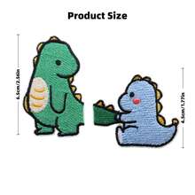 1pc Cartoon Dinosaur Embroidered Fabric Patch, Clothes Mending Sticker, Baby Pants Backpack DIY Decoration Patches, Self-Adhesive Gift For Boyfriend/Girlfriend - Multicolor - View 2