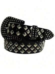 Cinturón casual de mujer con tachuelas de rhinestone, versátil y con estilo - A - Ver 7