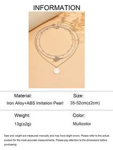 3pcs/Set Faux Pearl Disc Pendant Necklace, Handmade Beaded Choker Necklace, Versatile Multi-Layer Necklace For Women, Suitable For Daily Wear. The Chain Length Can Be Customized, Bead Quantity May Vary. - Multicolor - View 5